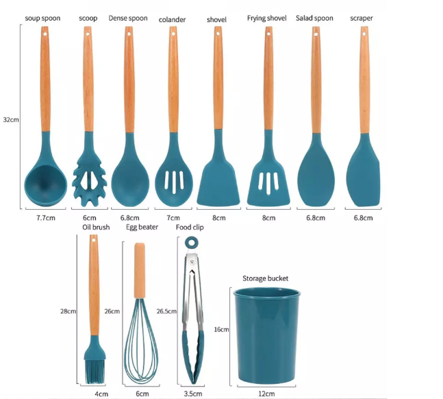 Juego de espátulas de silicona para cocinar.